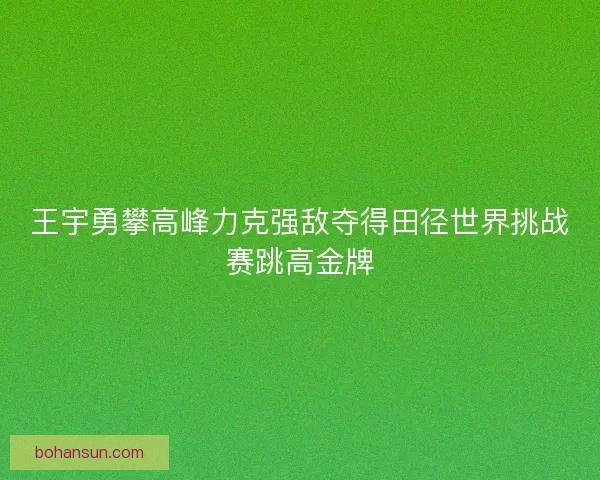 王宇勇攀高峰力克强敌夺得田径世界挑战赛跳高金牌