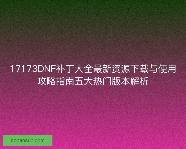 17173DNF补丁大全最新资源下载与使用攻略指南五大热门版本解析