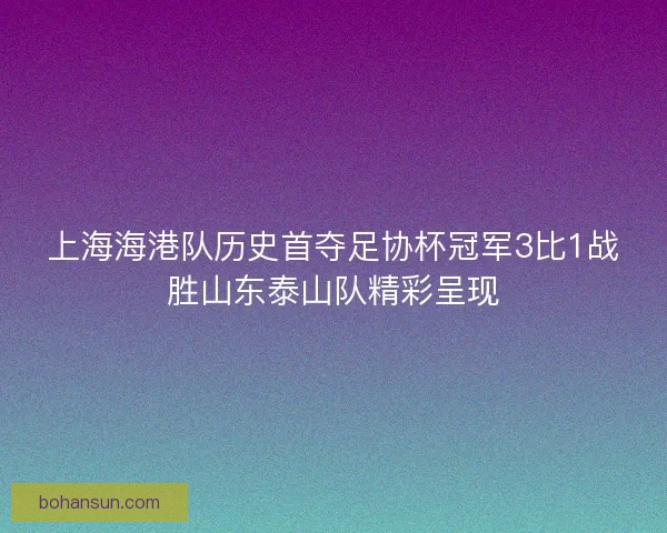 上海海港队历史首夺足协杯冠军3比1战胜山东泰山队精彩呈现 上海海港队历史首夺足协杯冠军3比1战胜山东泰山队精彩呈现